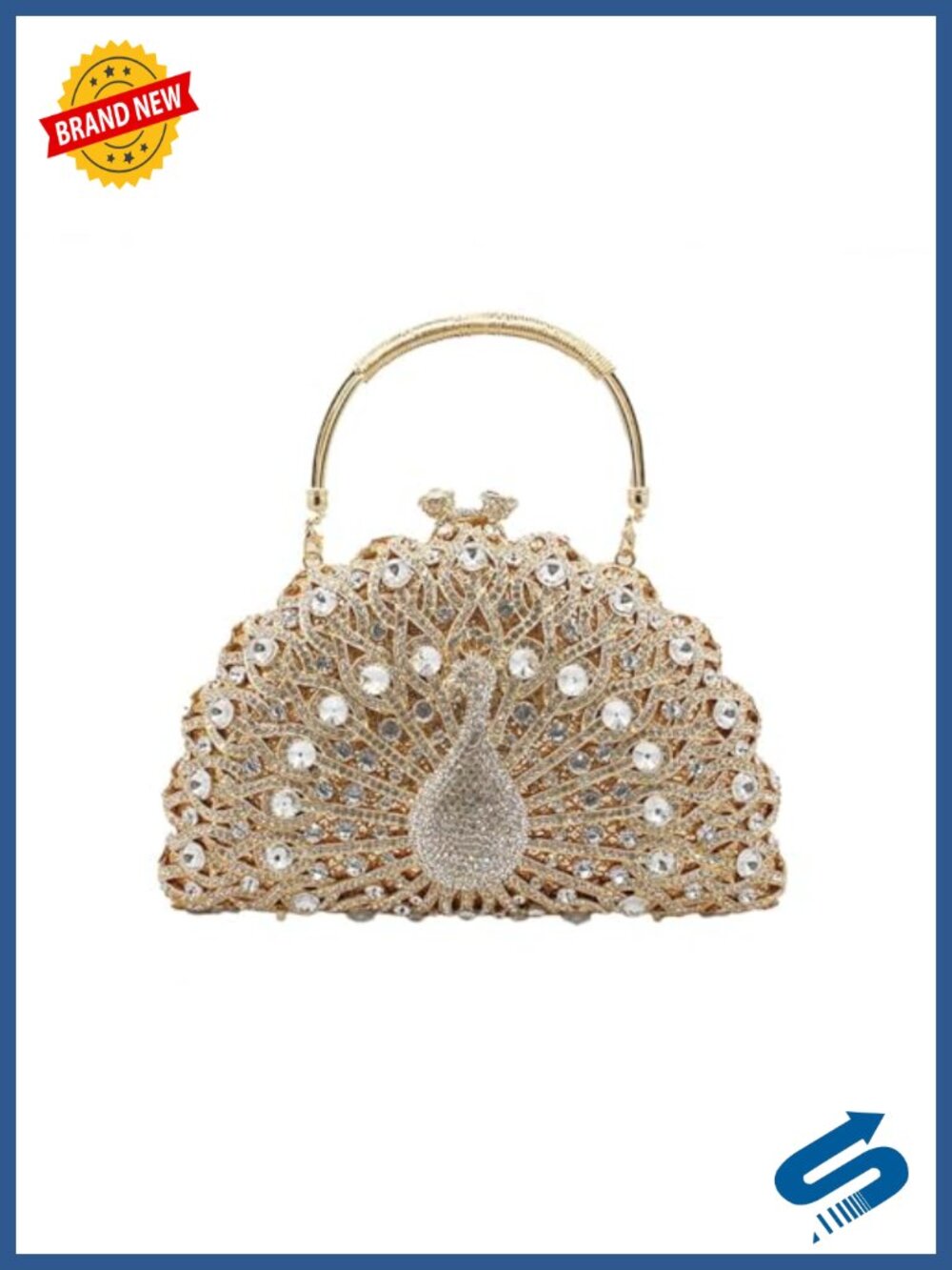 Rhinestone Peacock Evening Clutch Purse Sparkling Wedding Party Bag